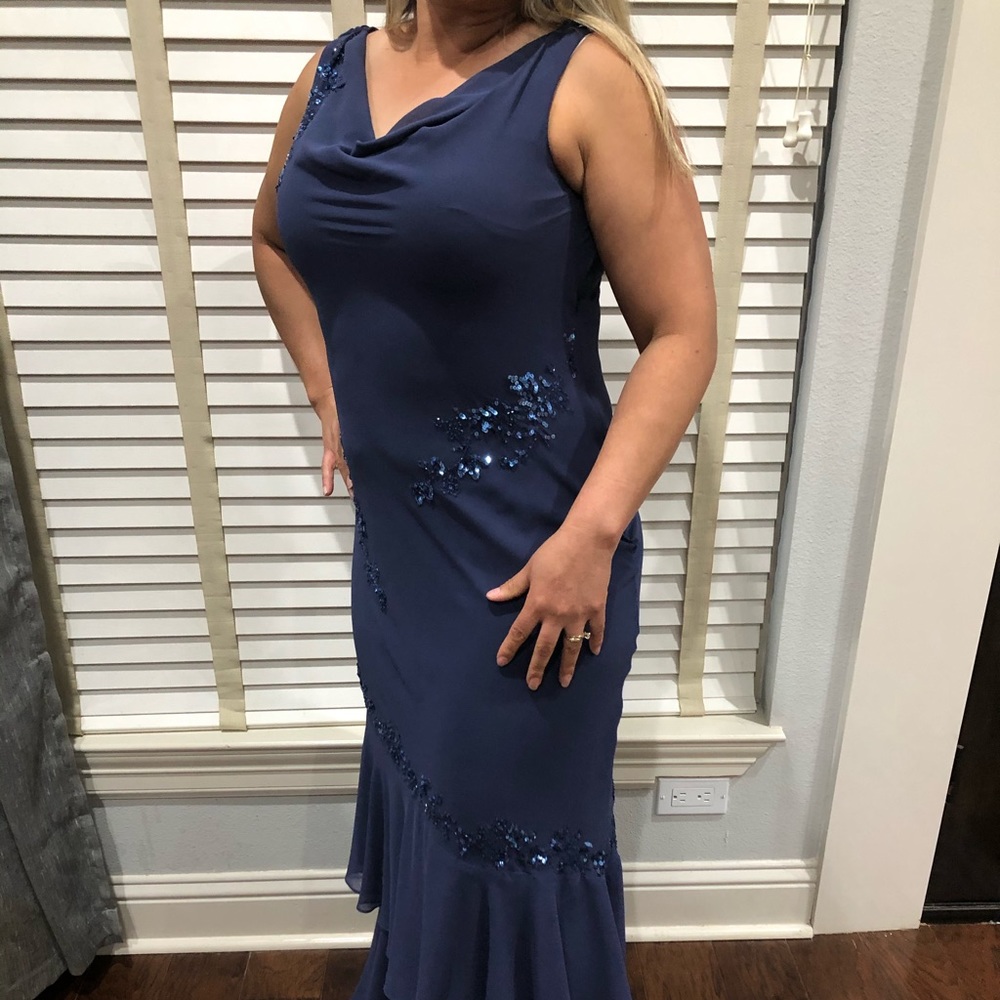 Long blue formal Alex evenings dress